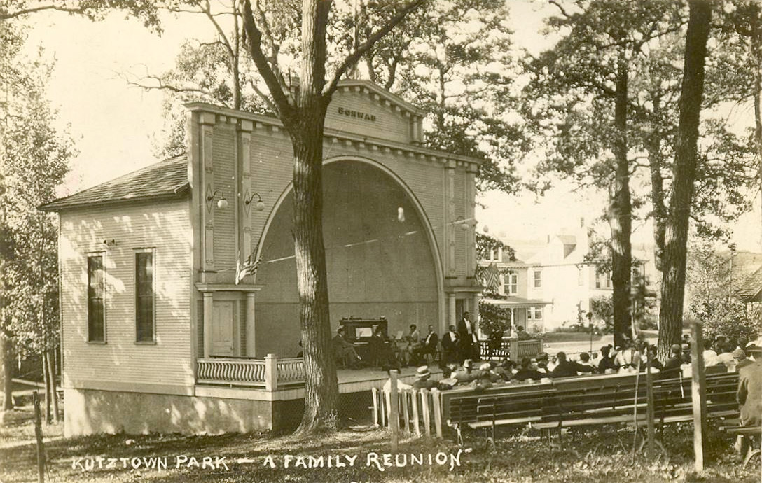 A photo of the Kutztown Park Bandshell, before the pavilion was built. 1911.