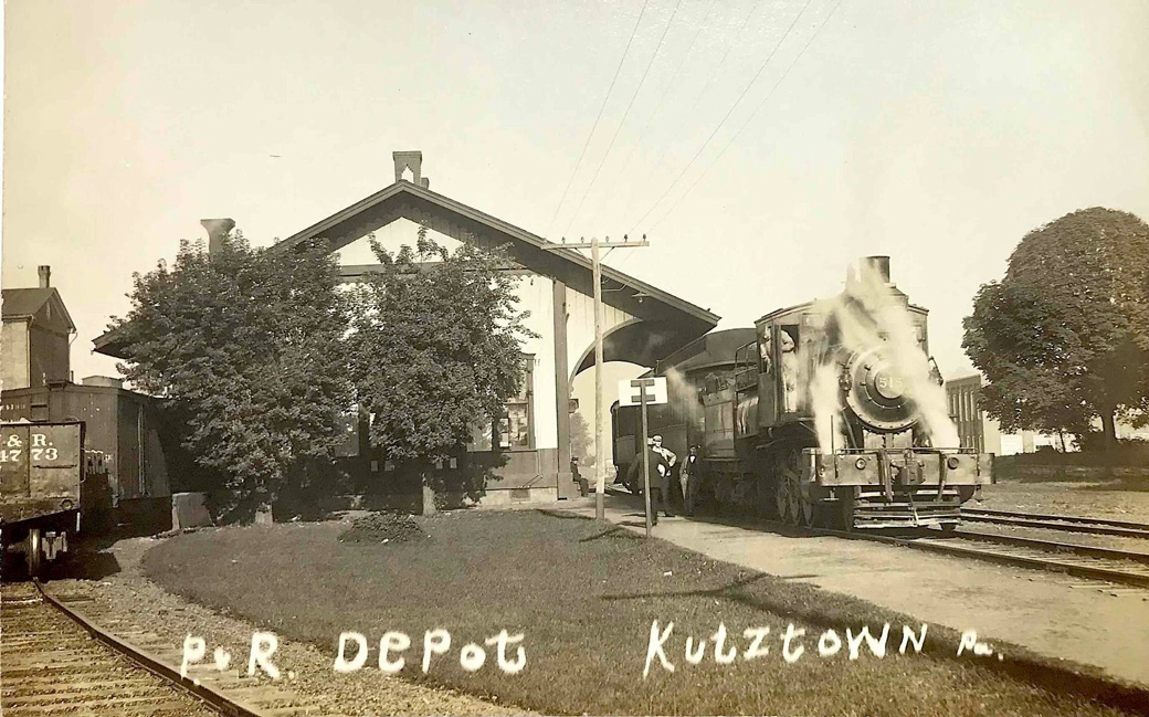 Kutztown Train Station, black and white, circa 1917-20
