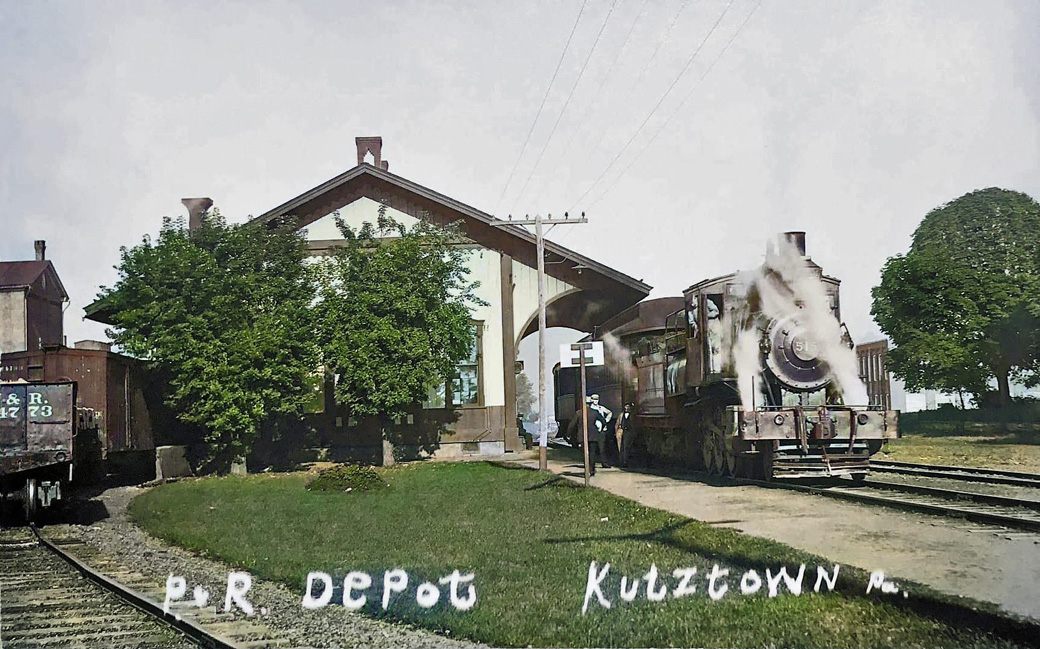 Kutztown Train Station, colorized, circa 1917-1920
