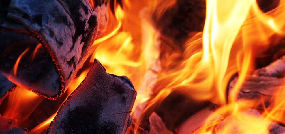 Photo of logs in fire