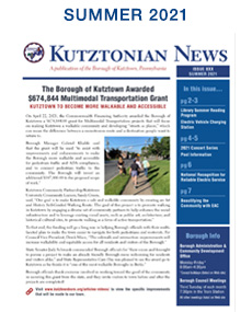 Front page of Summer 2021 Kutztonian News Newsletter
