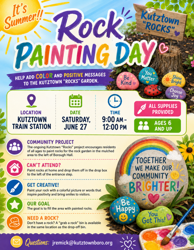 Rock Painting Day on June 27 from 9 am to 12 pm.