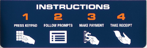 Parking Kiosk Instructions 1. Press Keypad 2. Follow Prompts 3. Make Payment 4. Take Receipt